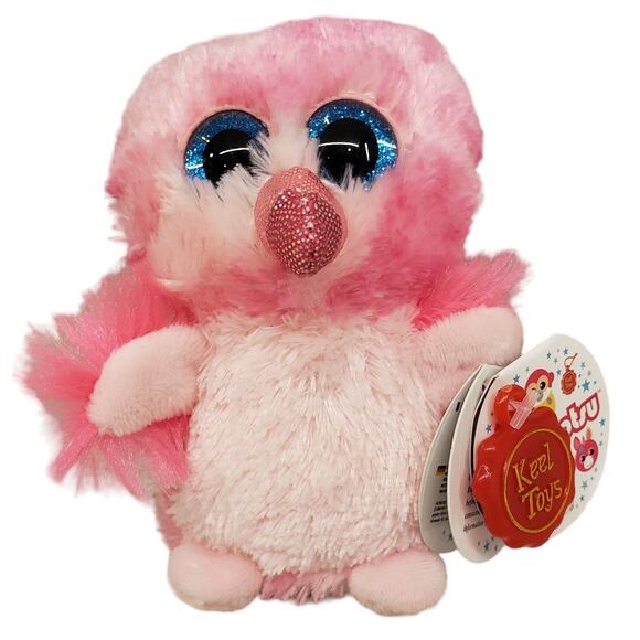 Keel Toys MINI MOTSU 4" Bean Bag Plush Single FIONA Pink Bird Blue Sparkle Eyes - Picture 1 of 9